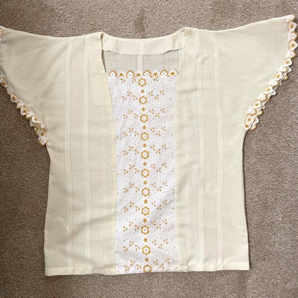 Hand Crafted Cream and Gold Blouse from vintage textiles